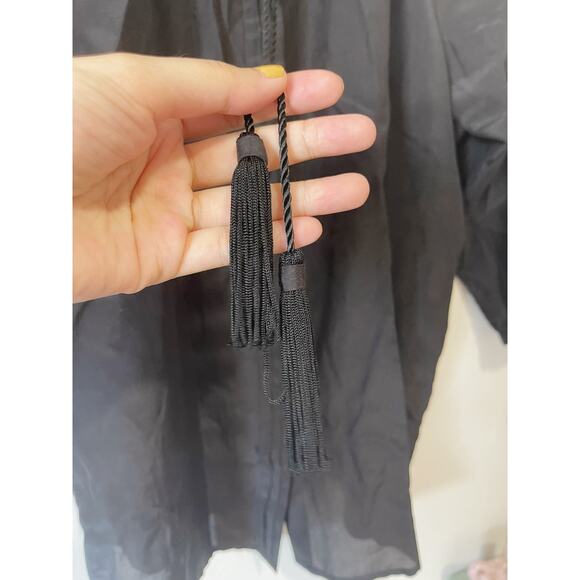 Diane Von Furstenberg Paeden Silk Cotton Blouse in Black Size 2 - Picture 4 of 9